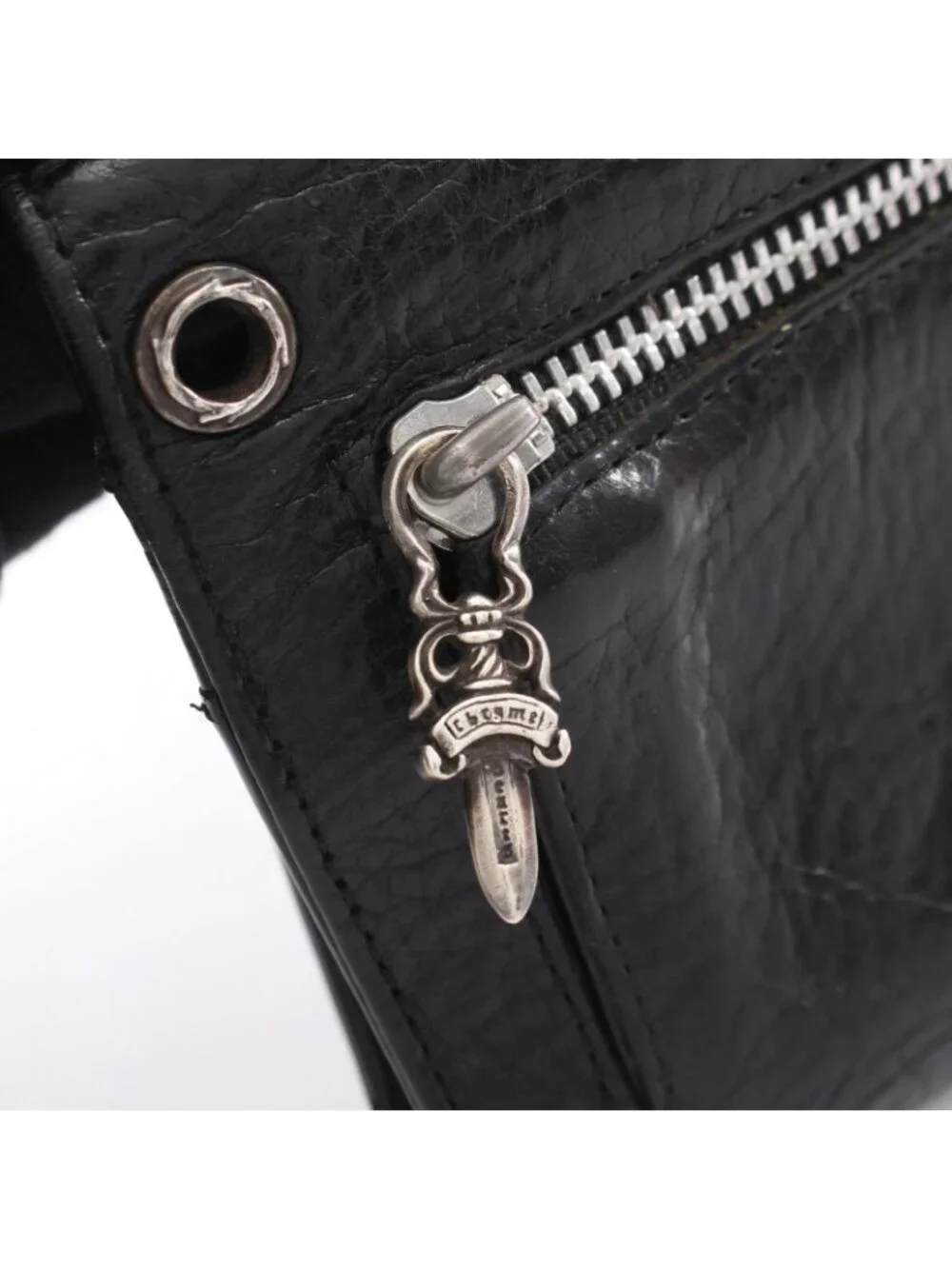 Chrome Hearts Trifold Wallet Wave Cross Button Leather
